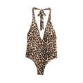 Women's 2025 new fashion striped print Hanging neck swimsuit retro sleeveless backless women's swimsuit
