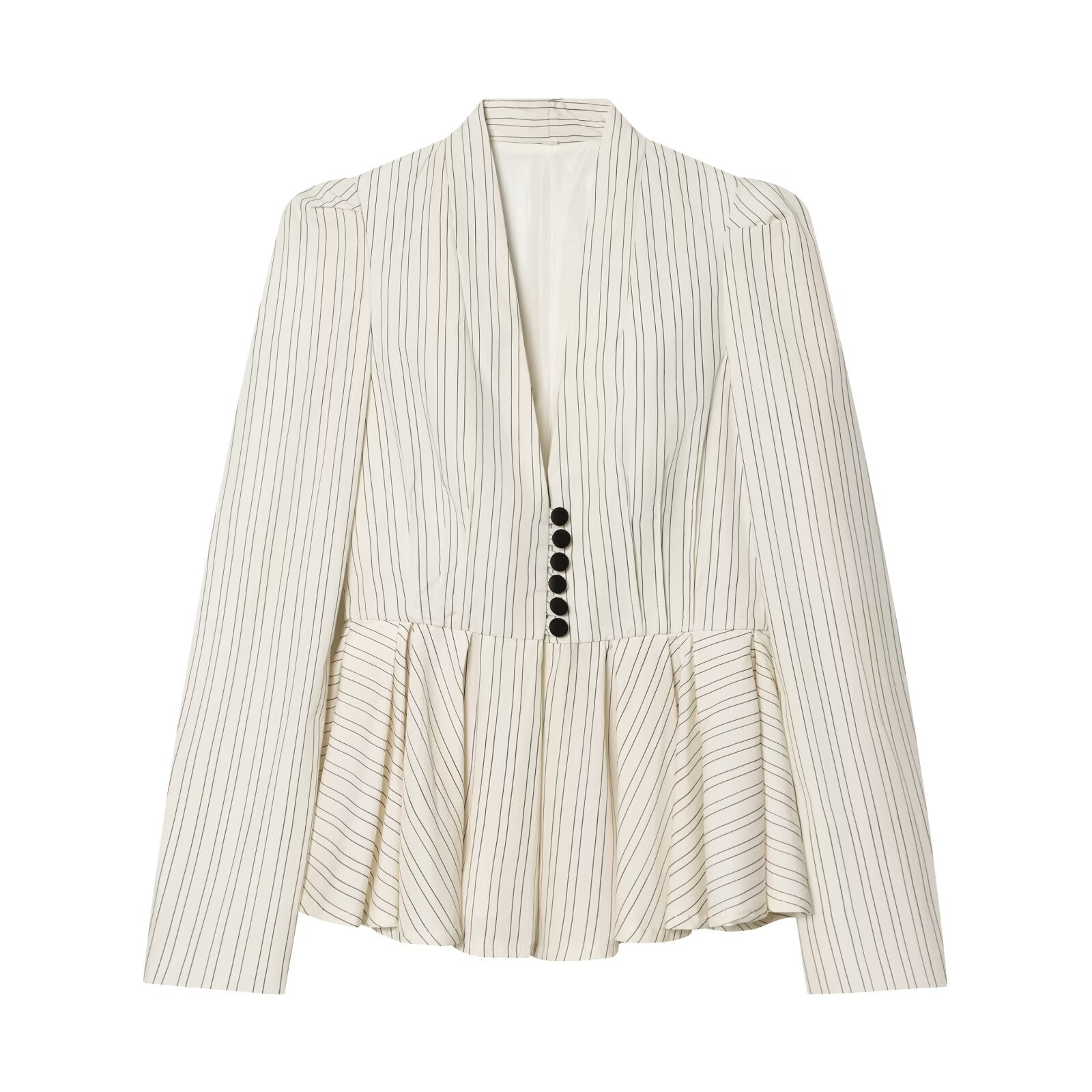 Women's short skirt style hem striped Blazer Coat
