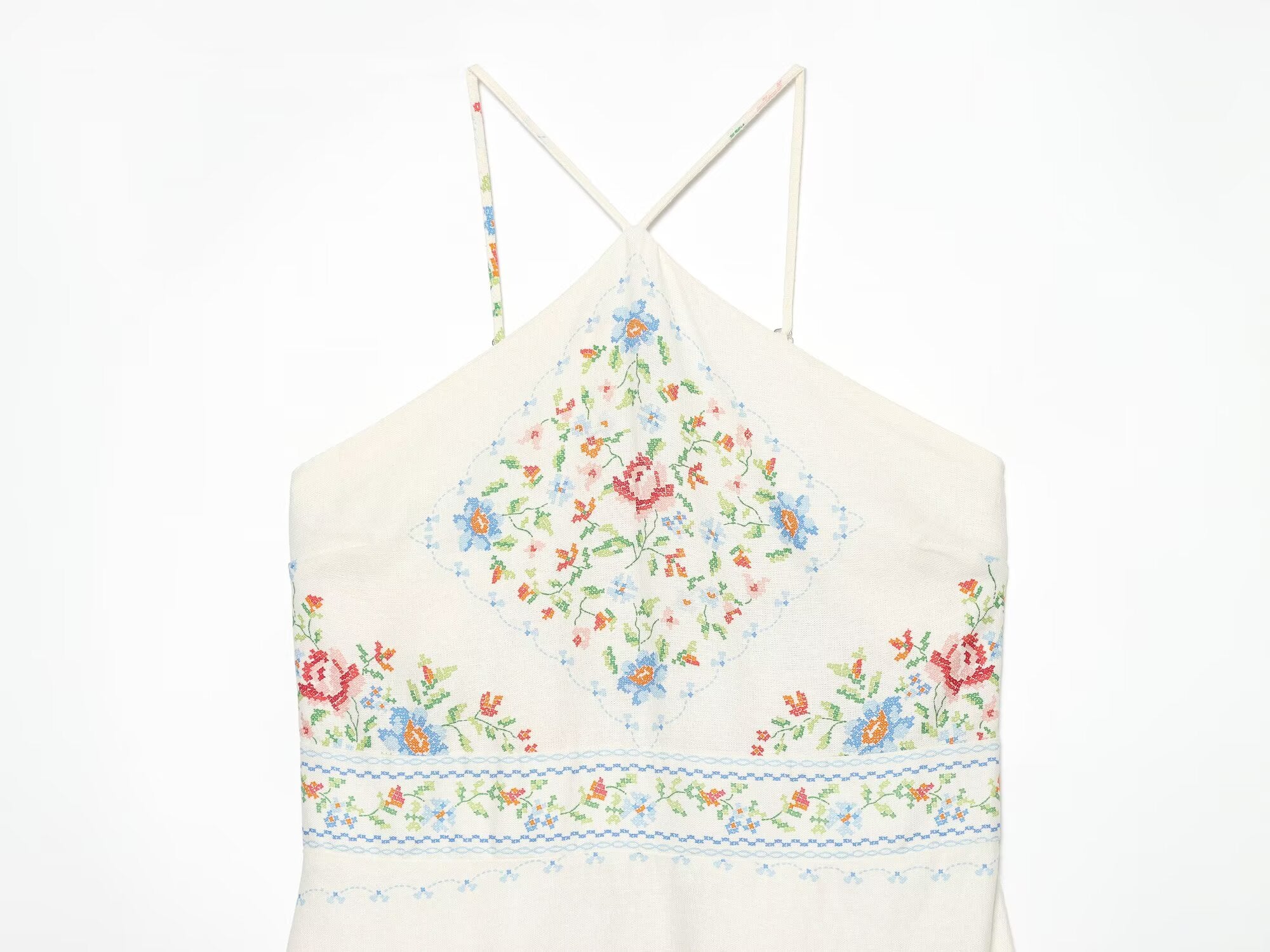 Women's linen blend printed MIDI dress
