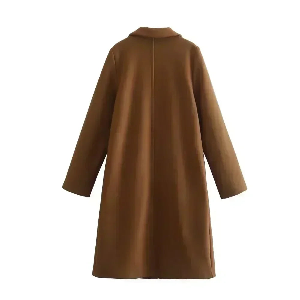 Women 2023 winter New Fashion Multi-Color Woolen Jacket Coat Vintage Long Sleeve Female Outerwear Chic Tops