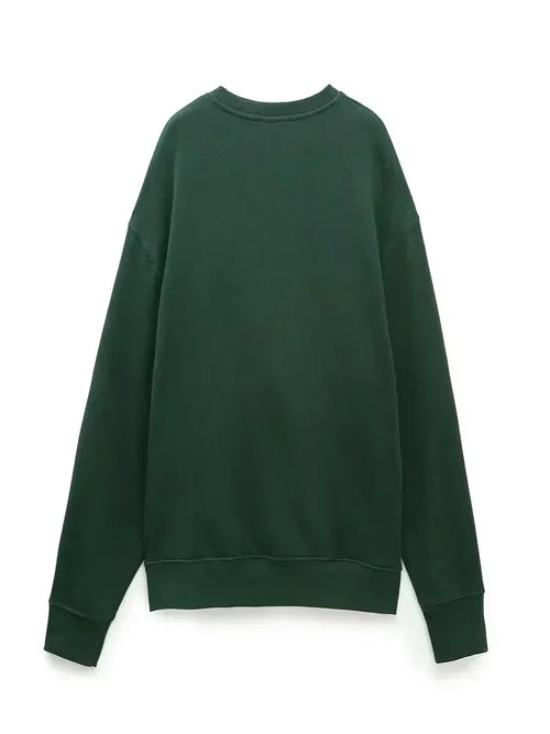 2024 women's new fashion printed letter decoration loose casual long sleeved sweatshirt Vintage O-neck women's pullover