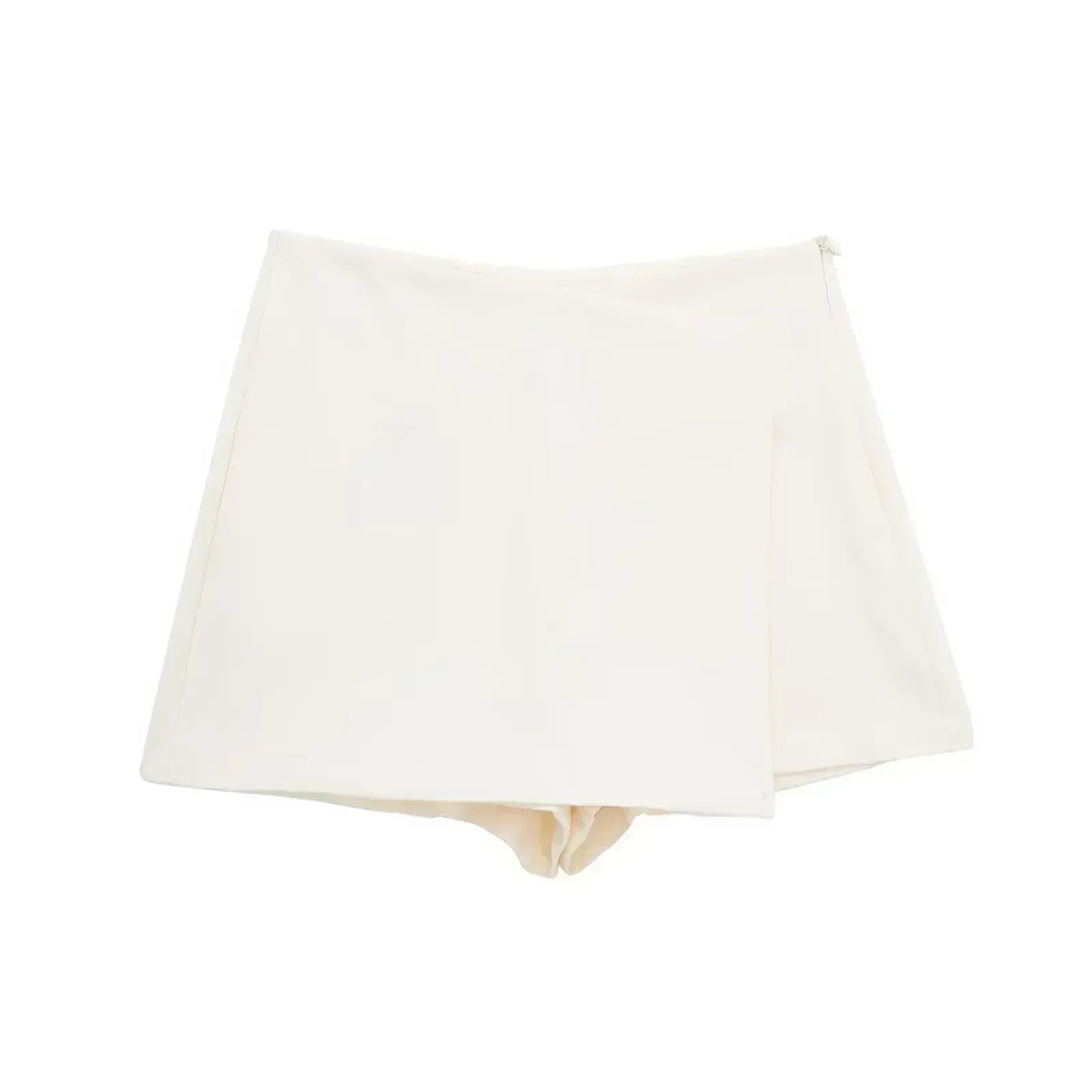 Women's New Chic Fashion Multi color Versatile Slim Asymmetric Shorts Skirts Retro High Waist Side Zipper Women's Skirts Mujer