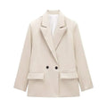 Women's New Fashion Flip Pocket Decoration Multi color Casual Double breasted Suit Coat Retro Long sleeved Women's Coat Chic Top