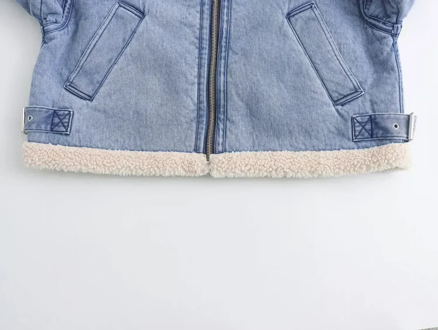 Women New Fashion Washing effect Double sided Denim Jacket Coat Vintage Long Sleeve zipper Female Outerwear