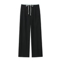 Women's new Fashion double-layer waist strap design casual versatile wide leg pants retro side pocket zipper women's pants
