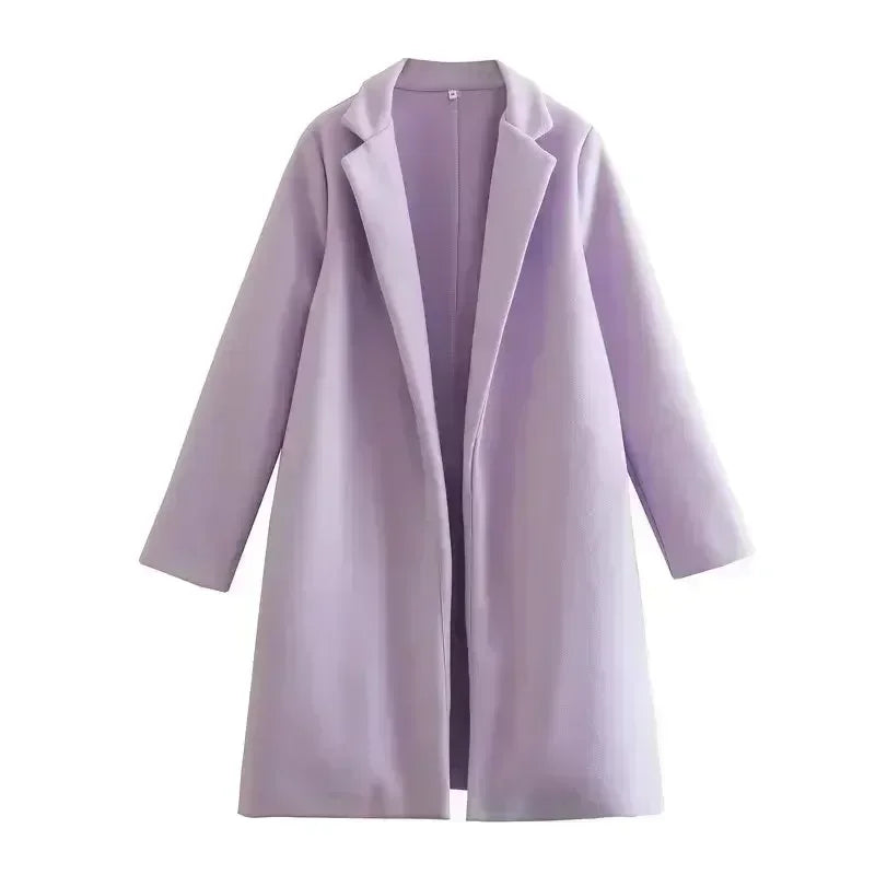 Women 2023 winter New Fashion Multi-Color Woolen Jacket Coat Vintage Long Sleeve Female Outerwear Chic Tops