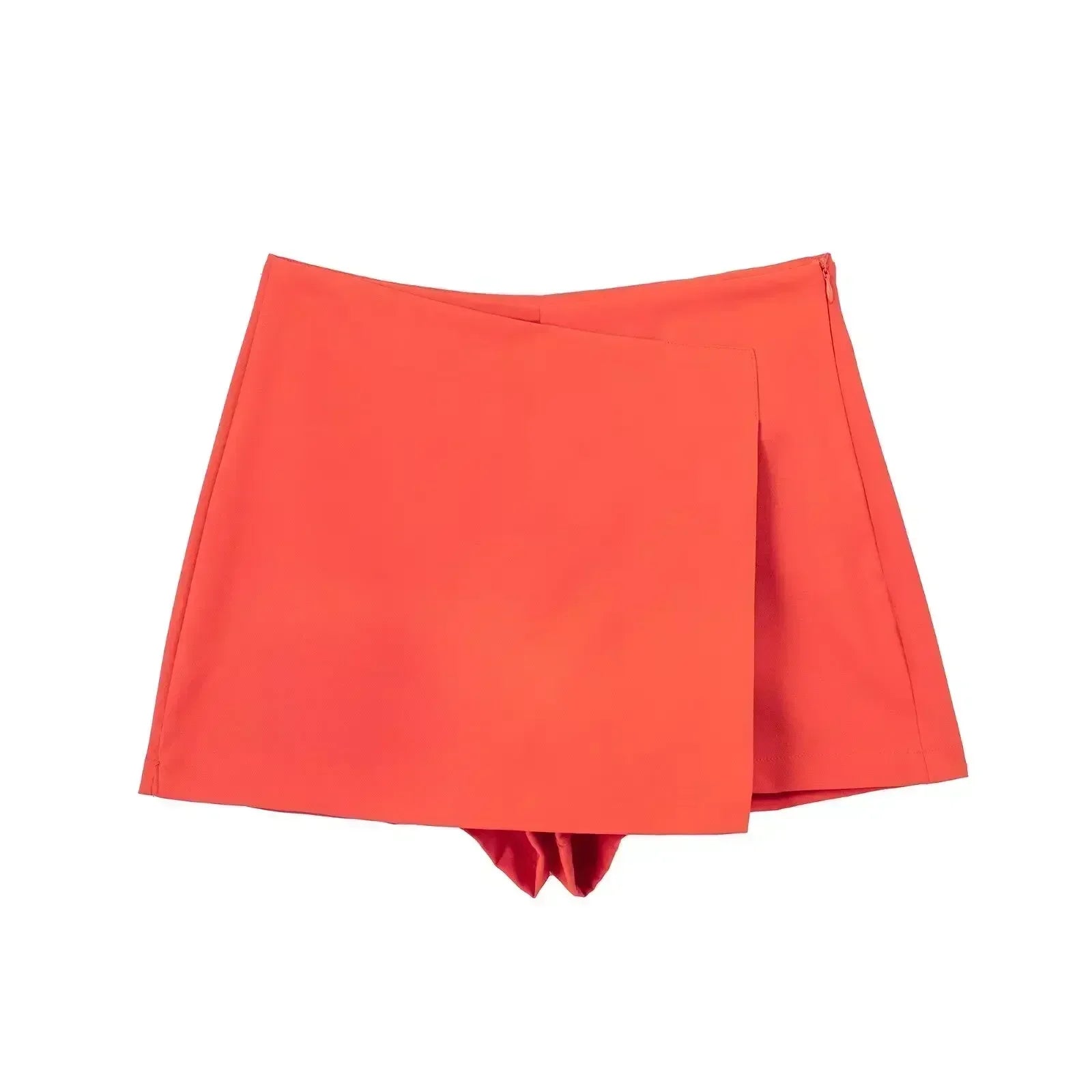 Women's New Chic Fashion Multi color Versatile Slim Asymmetric Shorts Skirts Retro High Waist Side Zipper Women's Skirts Mujer