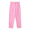 Women's Summer New Chic Fashion Side Pocket Decoration Casual Striped Pants Retro High Rope Zipper Women's Ankle Pants Mujer