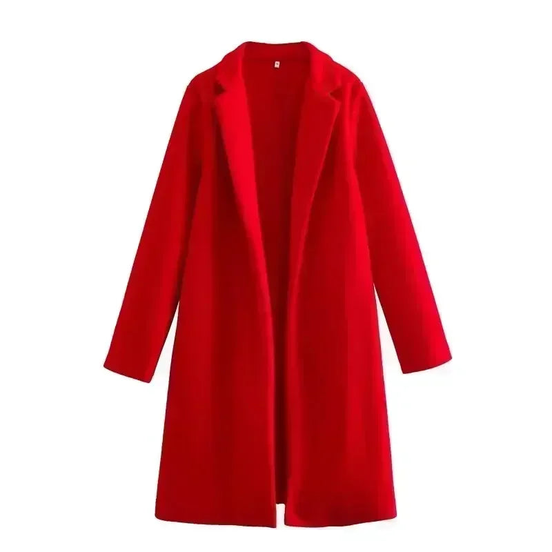 Women 2023 winter New Fashion Multi-Color Woolen Jacket Coat Vintage Long Sleeve Female Outerwear Chic Tops