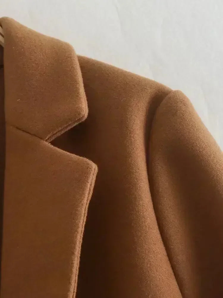 Women 2023 winter New Fashion Multi-Color Woolen Jacket Coat Vintage Long Sleeve Female Outerwear Chic Tops
