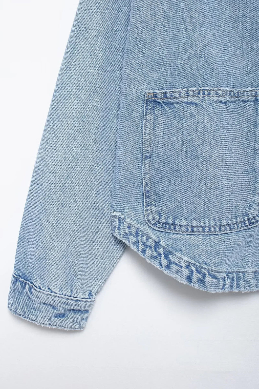 Women's new fashion patch pocket decoration casual lapel denim jacket coat retro long sleeved button up women's coat chic top