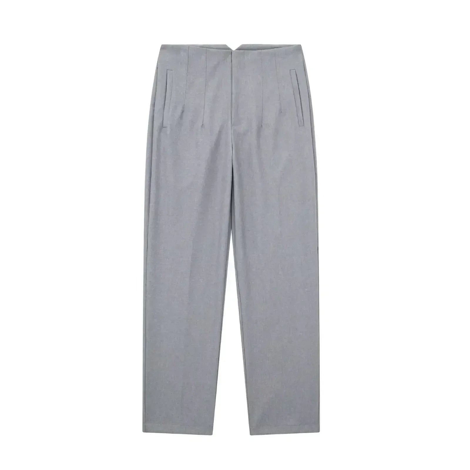 Women's Summer New Chic Fashion Side Pocket Decoration Casual Striped Pants Retro High Rope Zipper Women's Ankle Pants Mujer