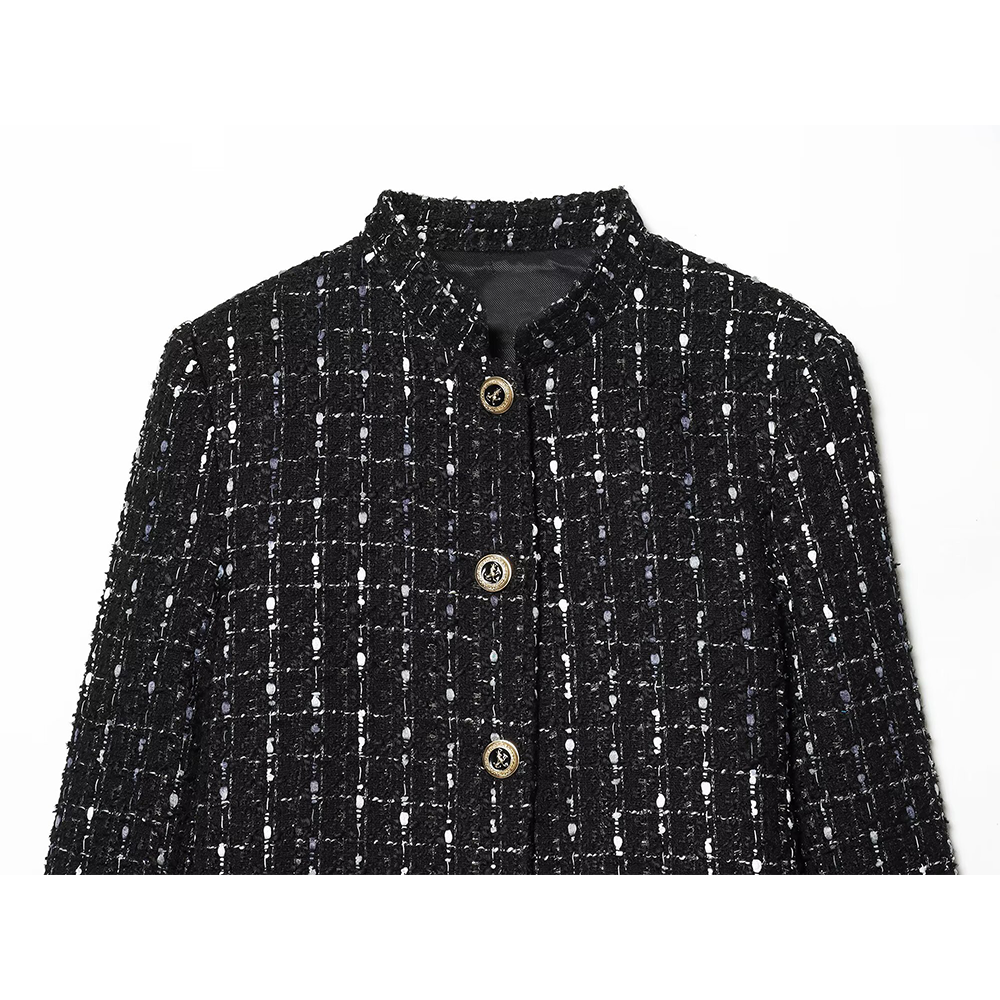 Women's standing collar metal line Blazer Coat