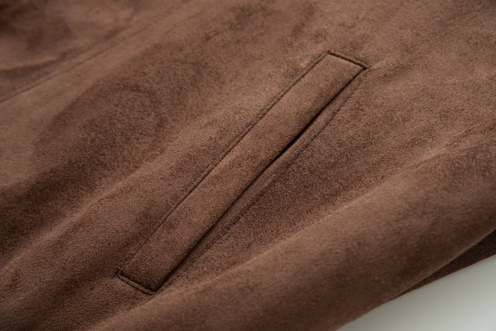 Women's loose Lapel Faux Leather suede jacket Coat