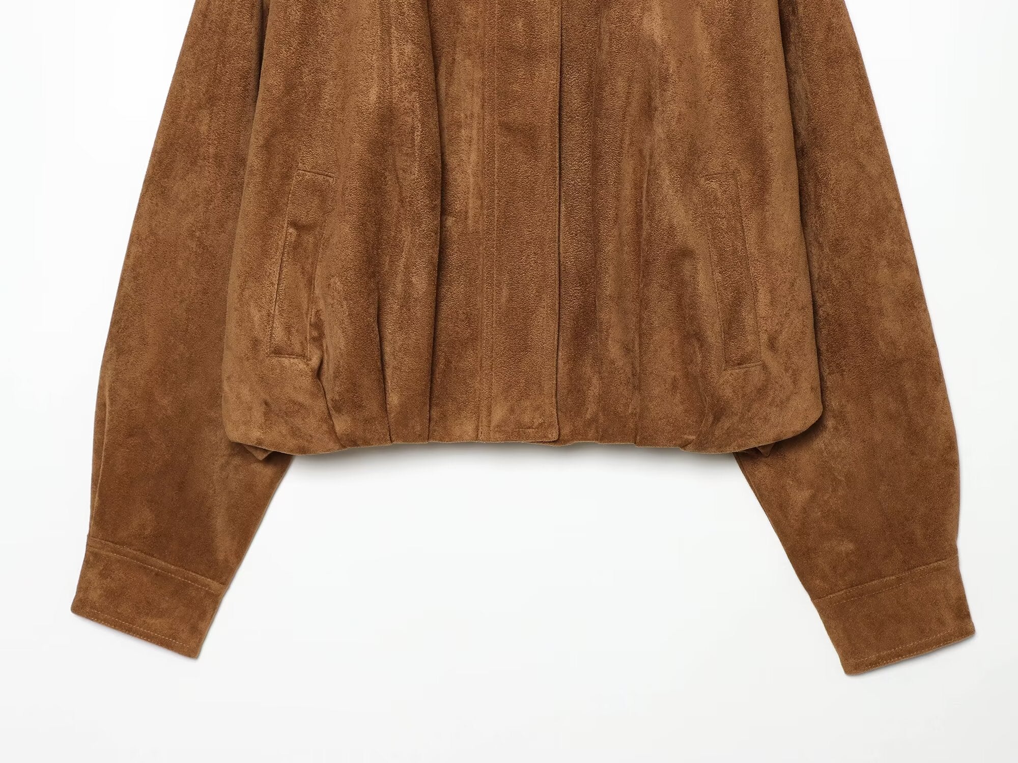 Women's suede textured stand collar jacket Coat
