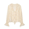 Women's printed V-neck ruffle top