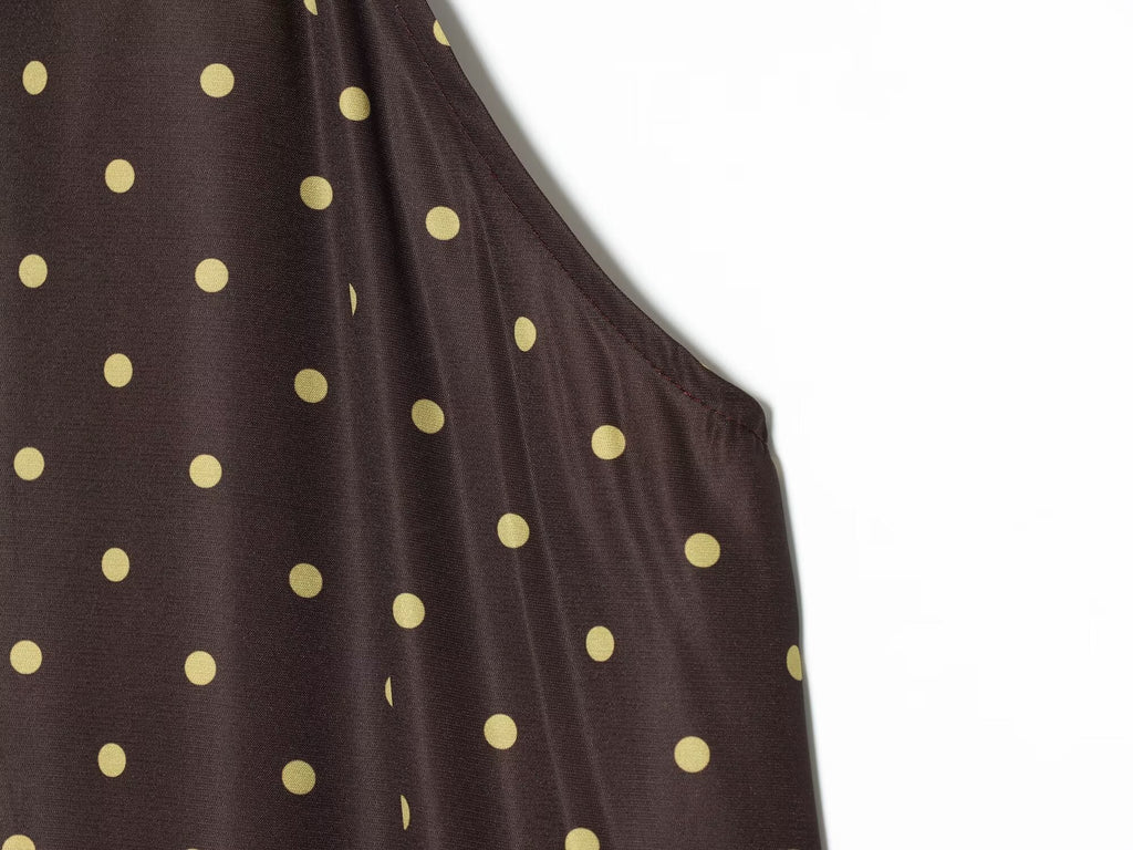 Women's polka dot hanging neck MIDI dress