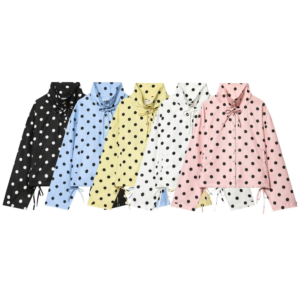 Women's bow decoration polka dot Coat
