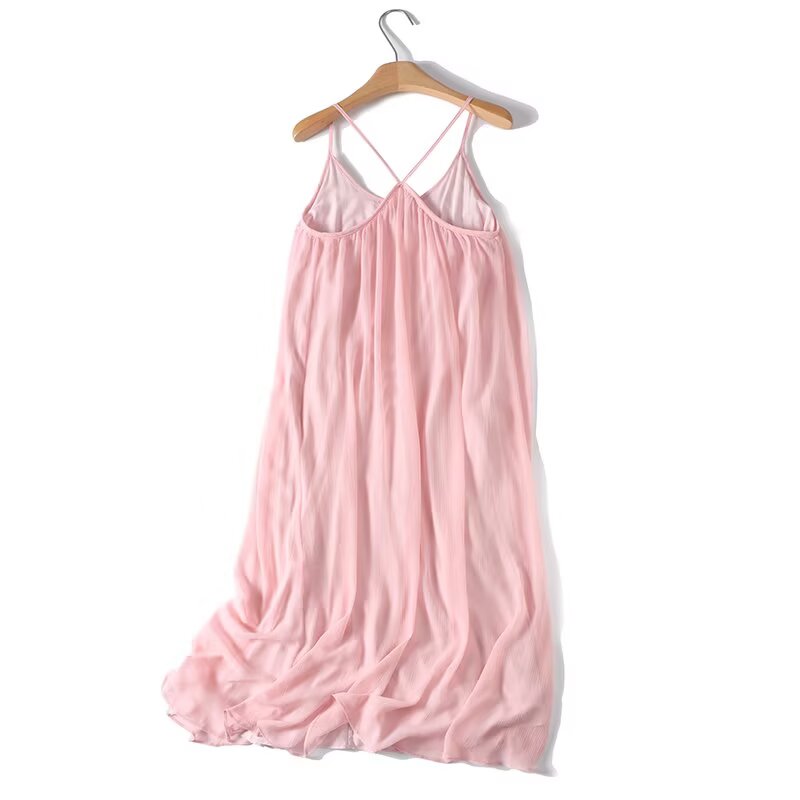 Women's pleated decorative suspender MIDI dress