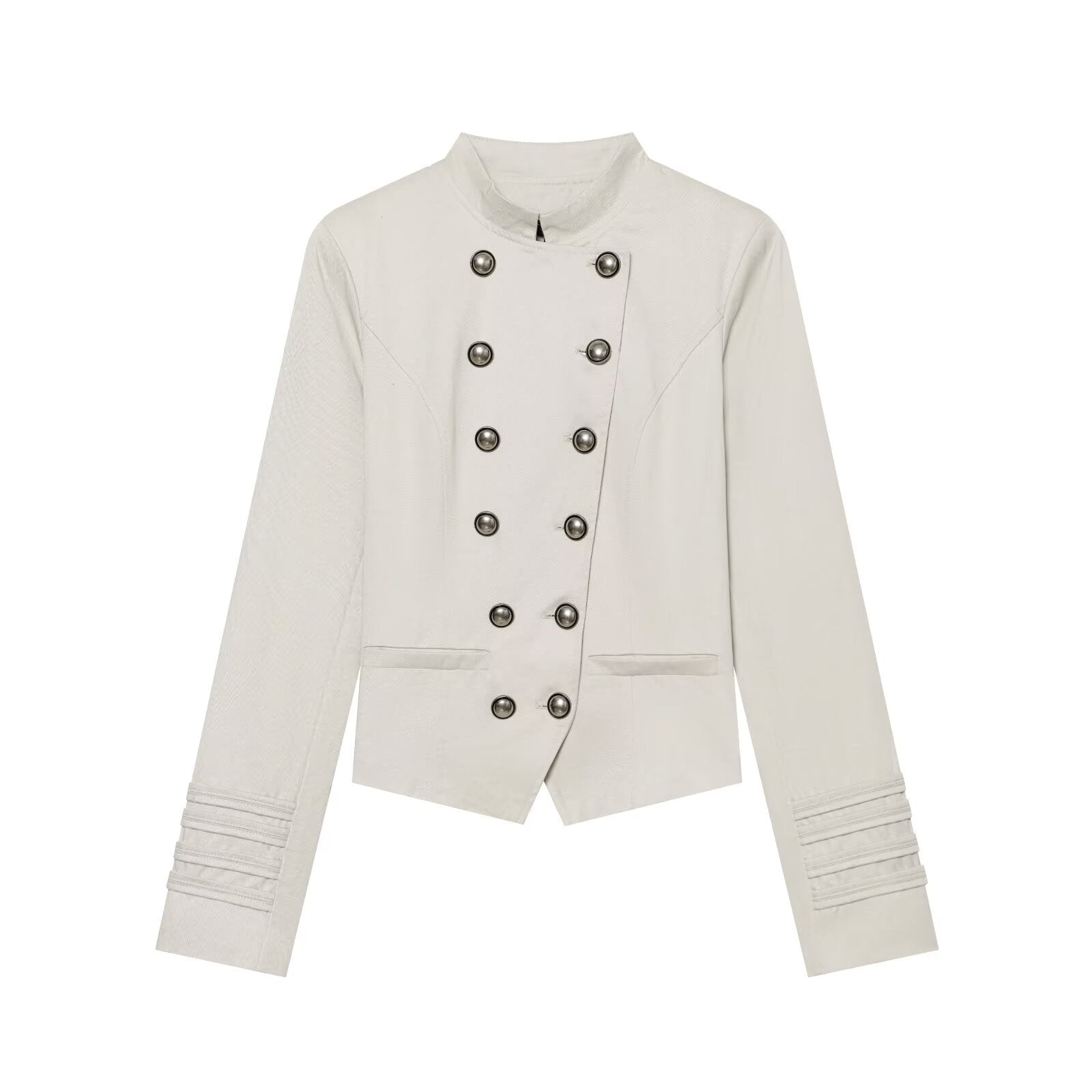Women's slim stand collar double breasted jacket