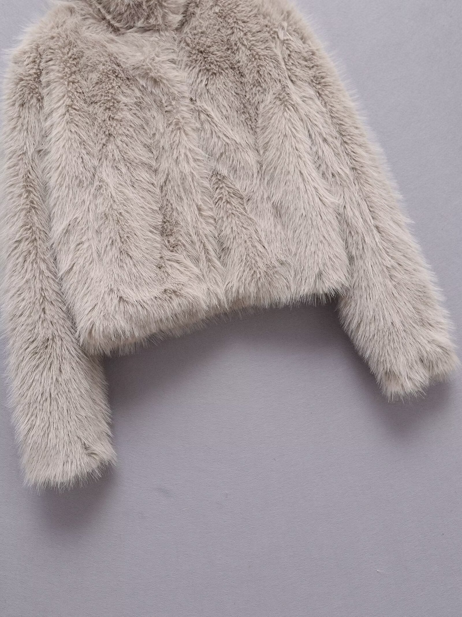 Women's faux fur effect short stand collar Coat
