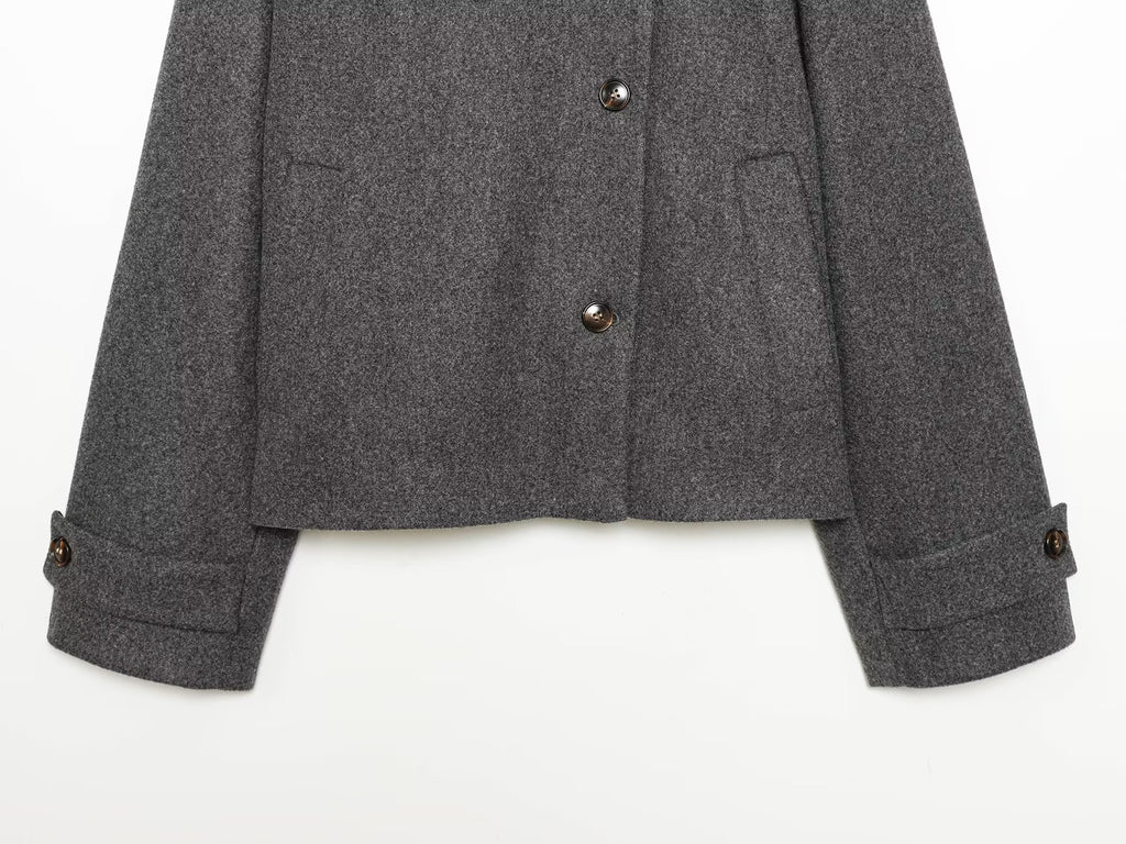 Women's new multi-color stand collar buttoned Coat