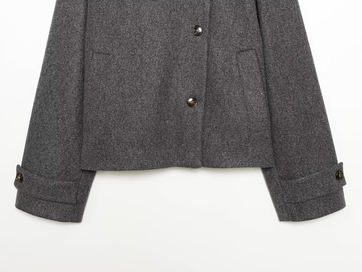 Women's new multi-color stand collar buttoned Coat