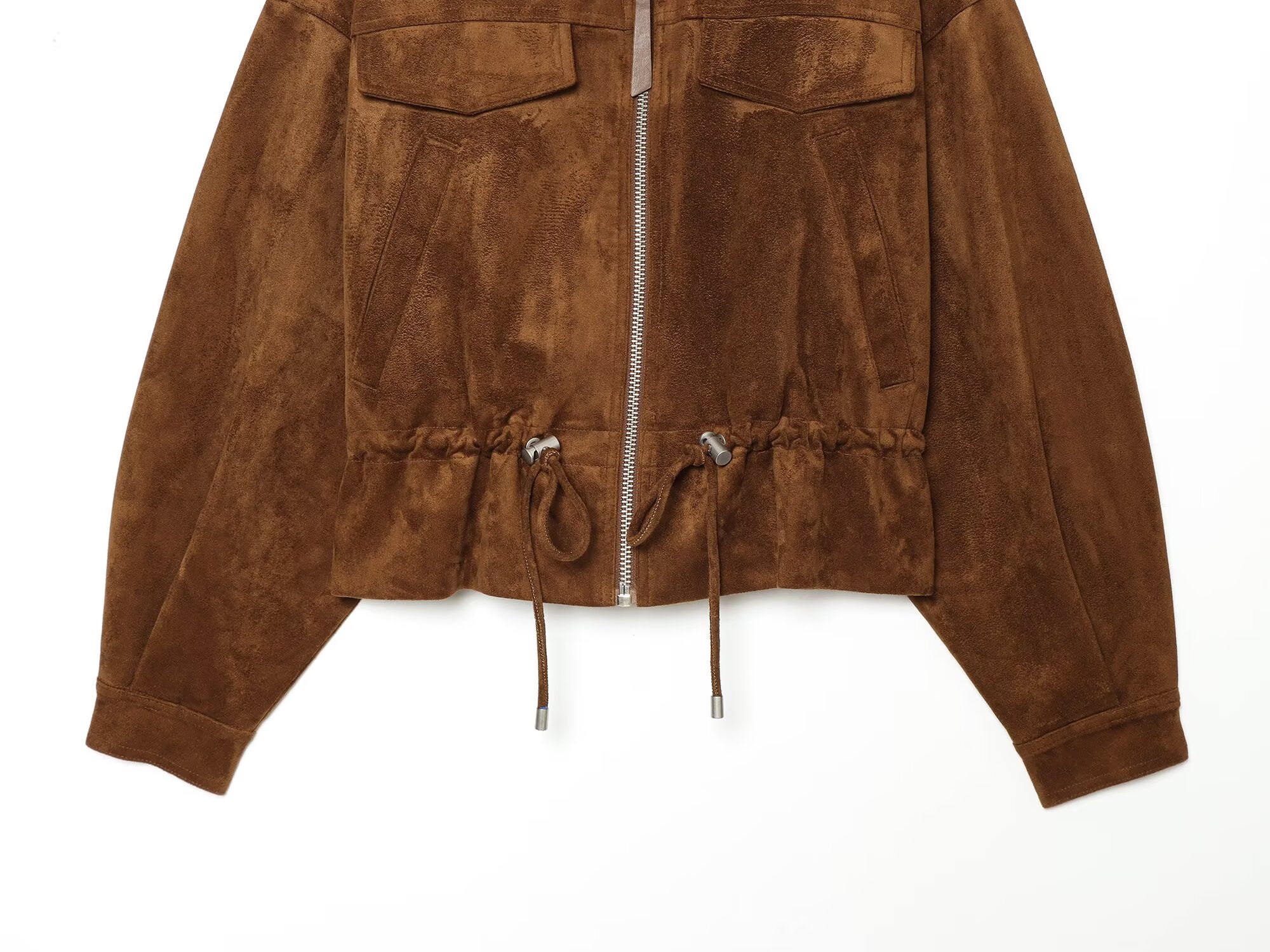 Women's suede textured drawstring short Coat