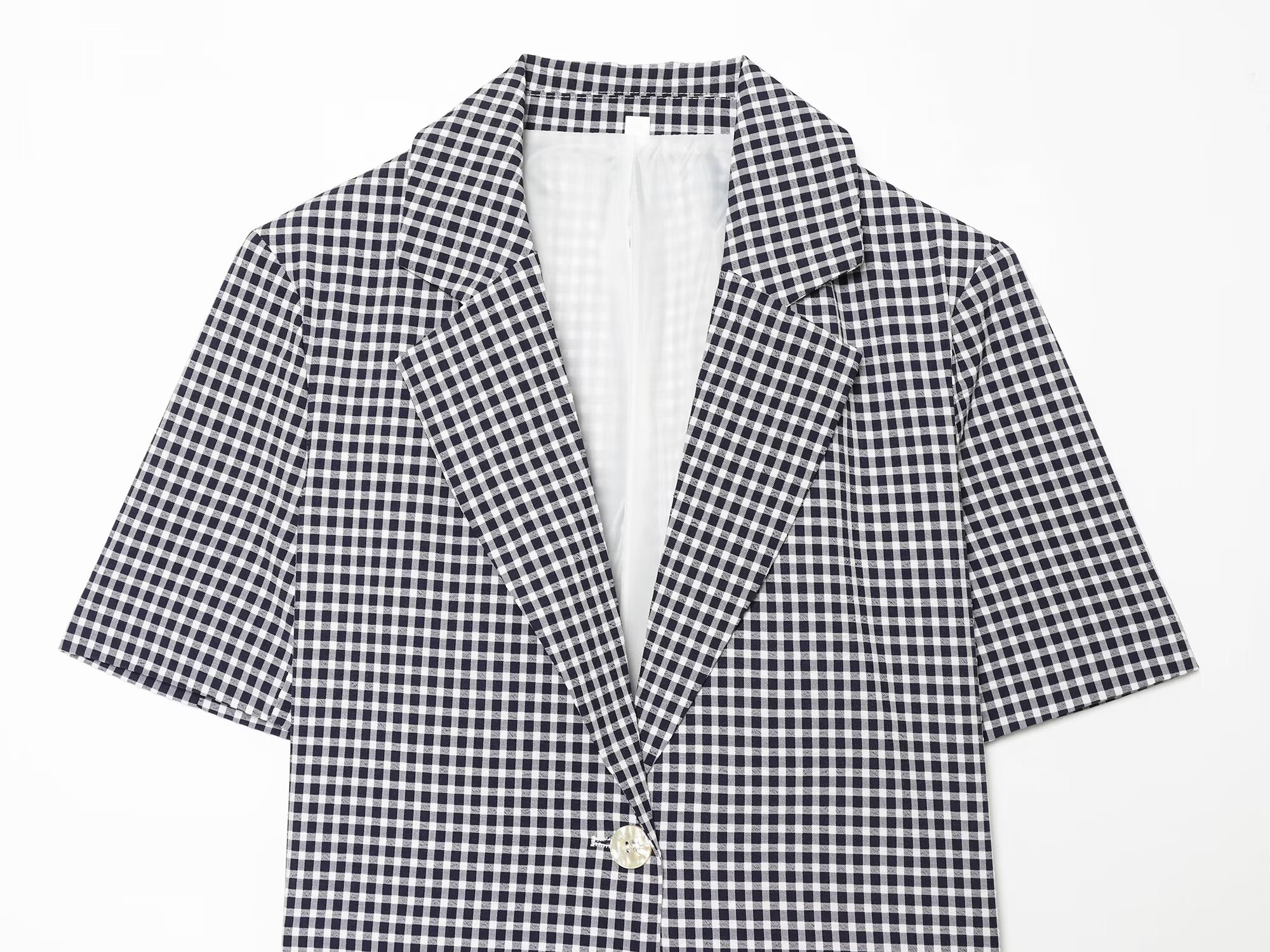 suit Women's 2 pieces short V-neck plaid Blazer Coat +Pants