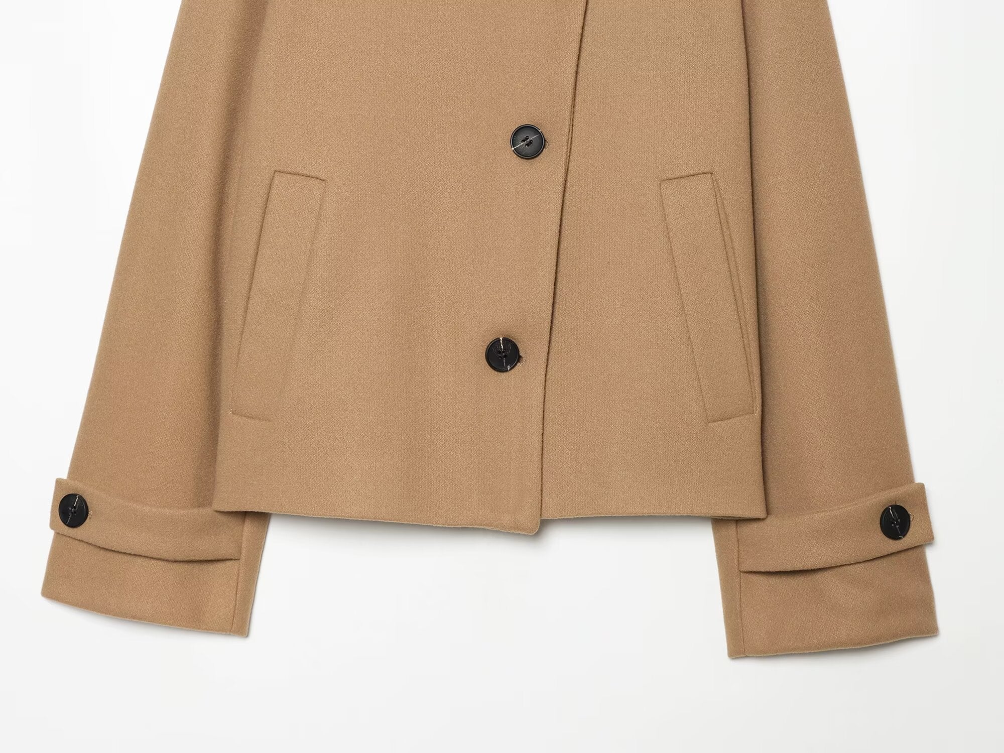 Women's standing collar short single breasted coat
