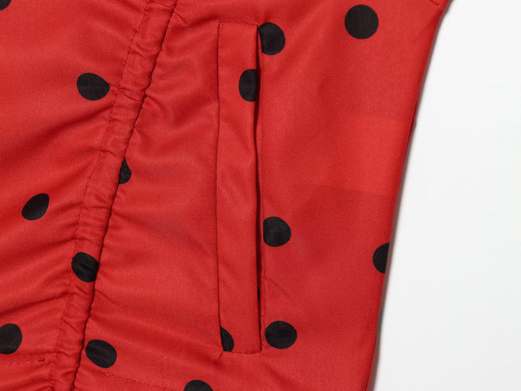 suit Women's 2 pieces lace up decorative polka dot Coat+shorts