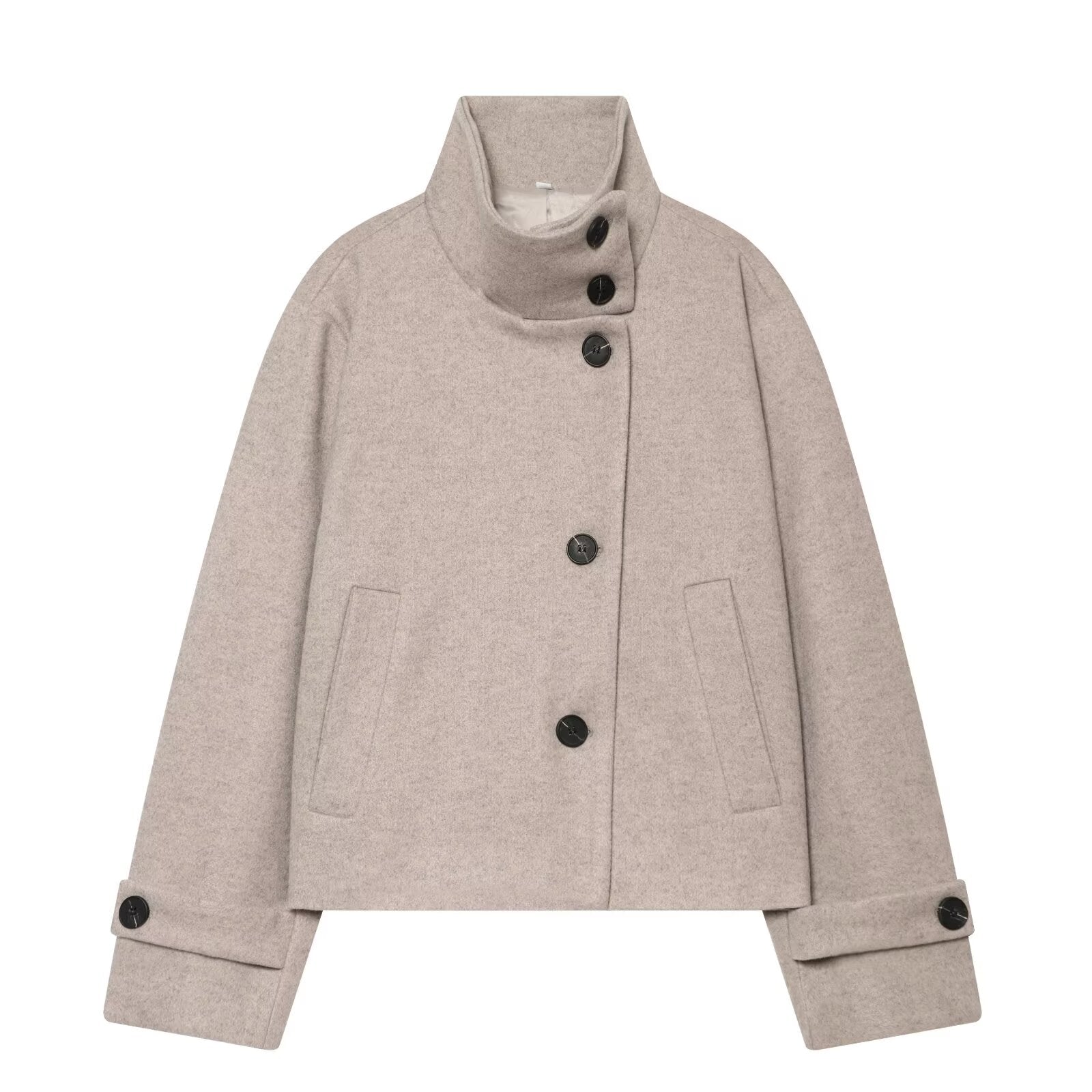 Women's standing collar short single breasted coat