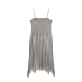 Women's pleated decorative lace suspender dress