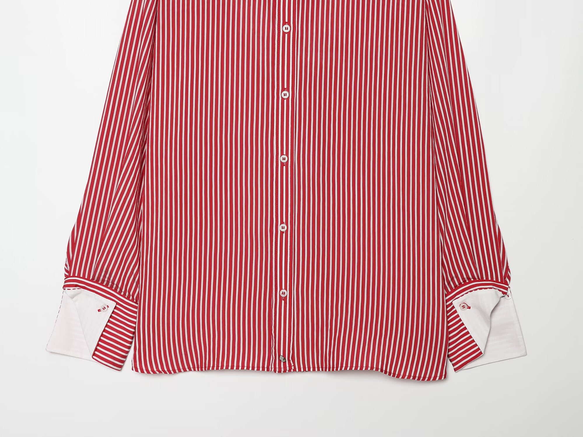 Women's patchwork cuffs loose striped shirt