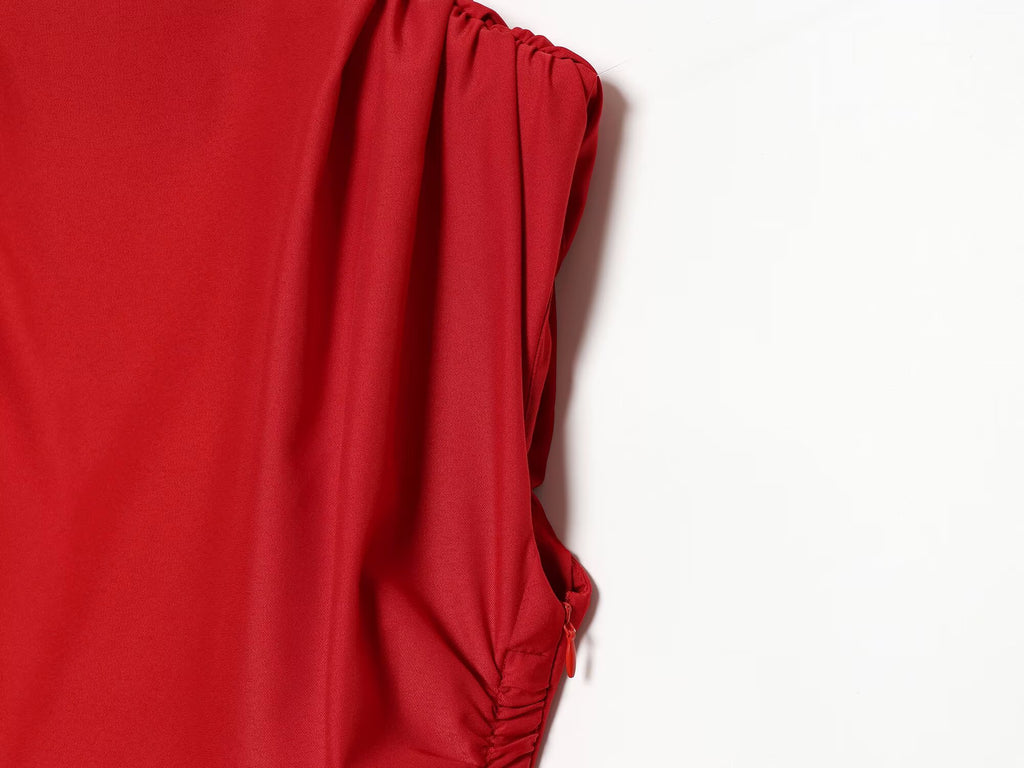 Women's with shoulder pads pleats mini dress