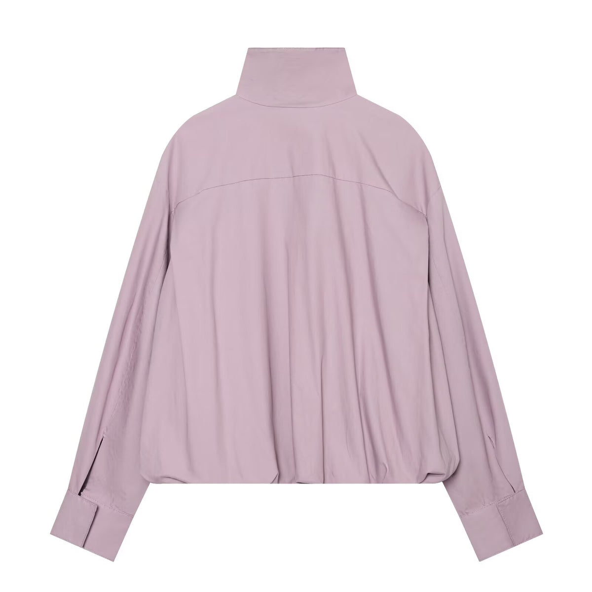 Women's pleated design stand collar zipper Coat