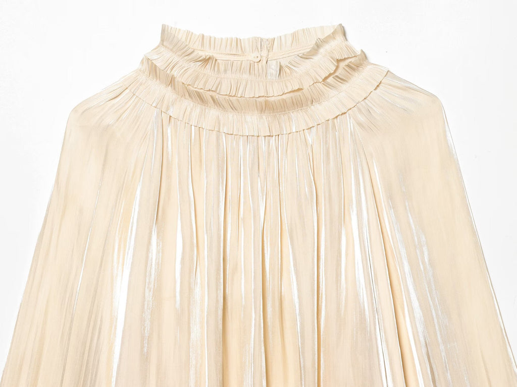 Women's casual shiny satin textured shirt