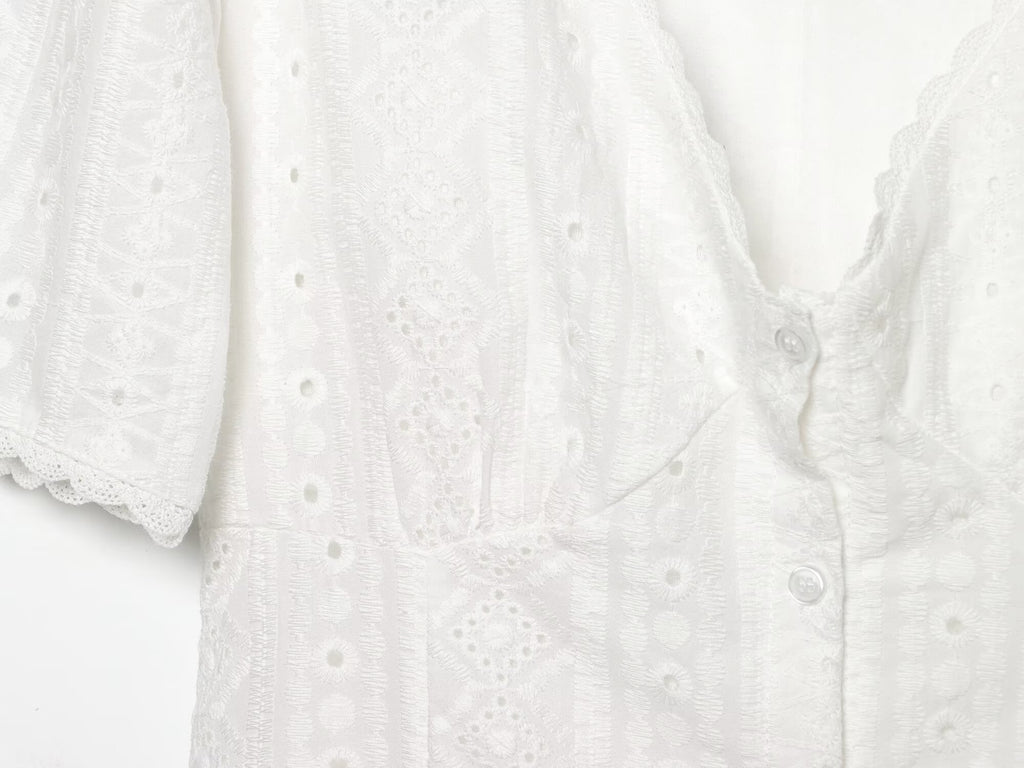 Women's hollow embroidery mini dress