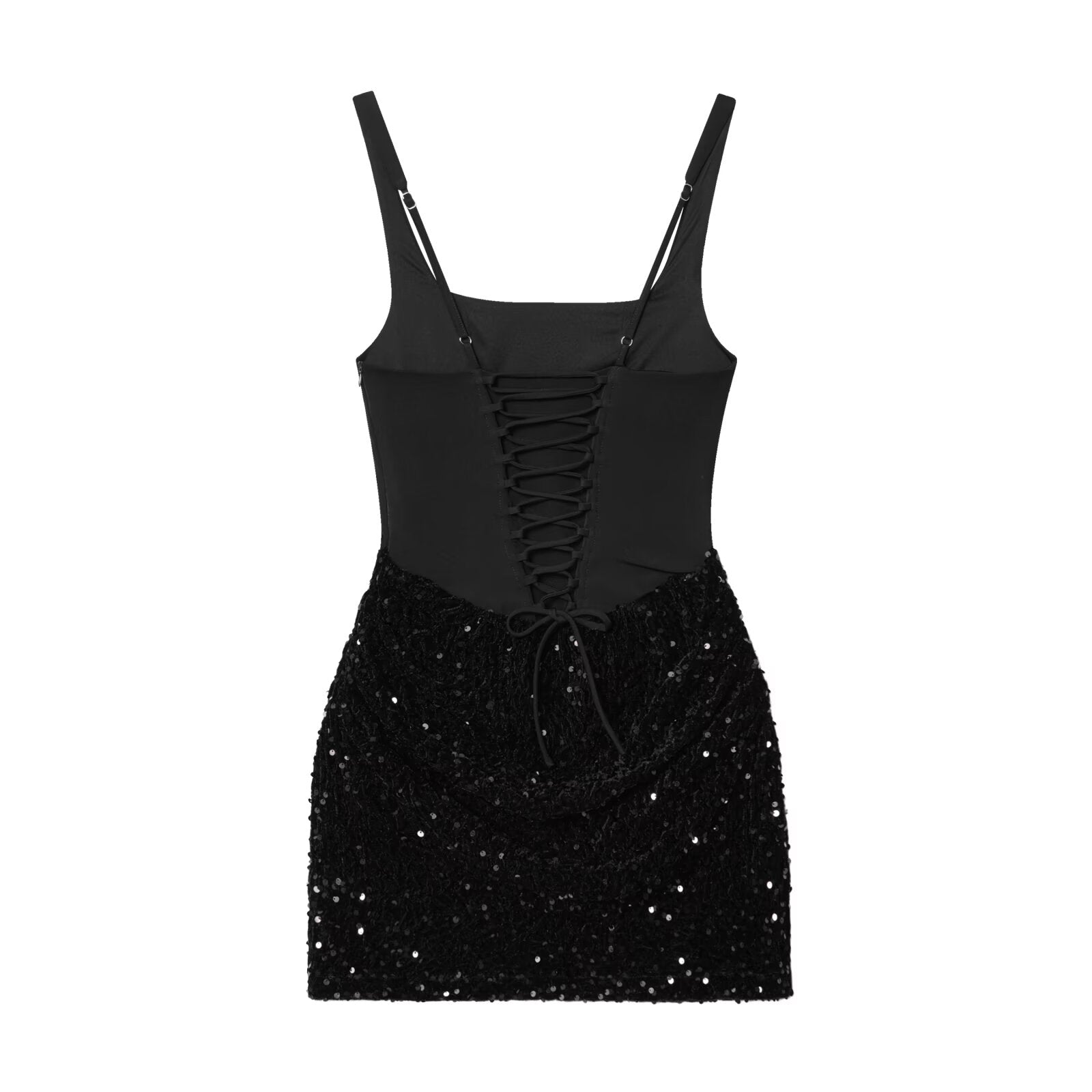 Women's sequin wrapped hip suspender mini dress
