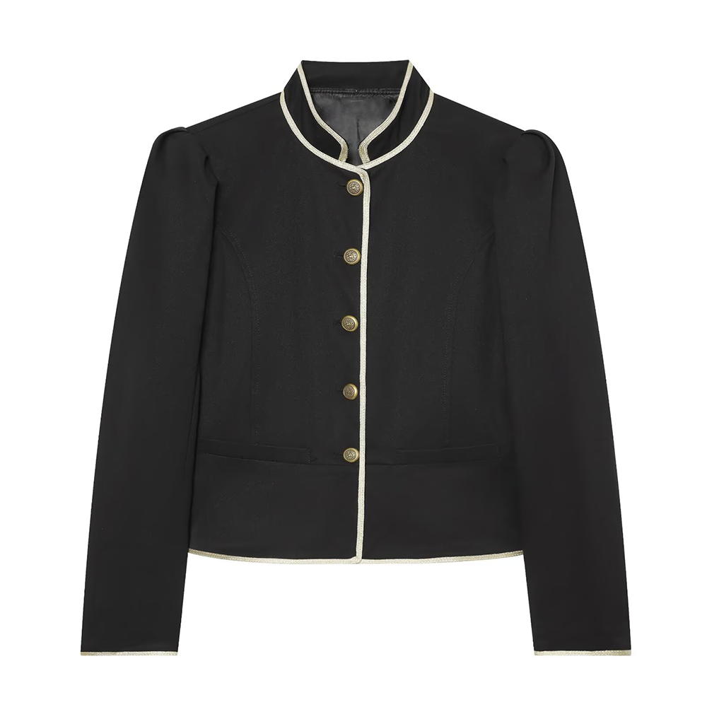 Women's slim contrasting color trimmed Blazer Coat