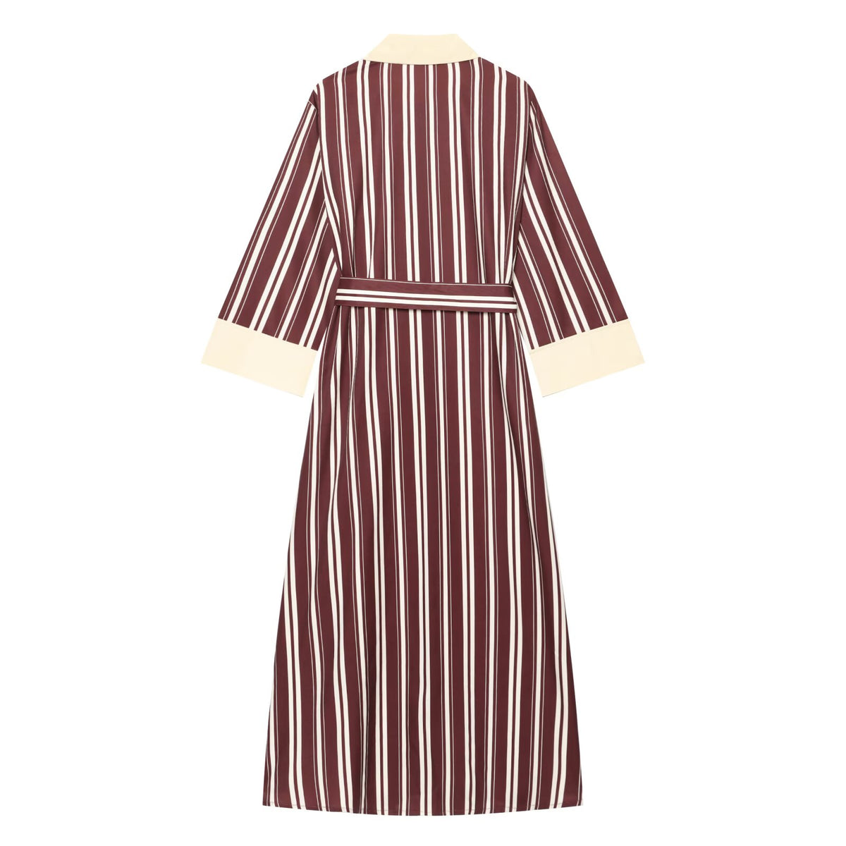 Women's with belt striped shirt style MIDI dress