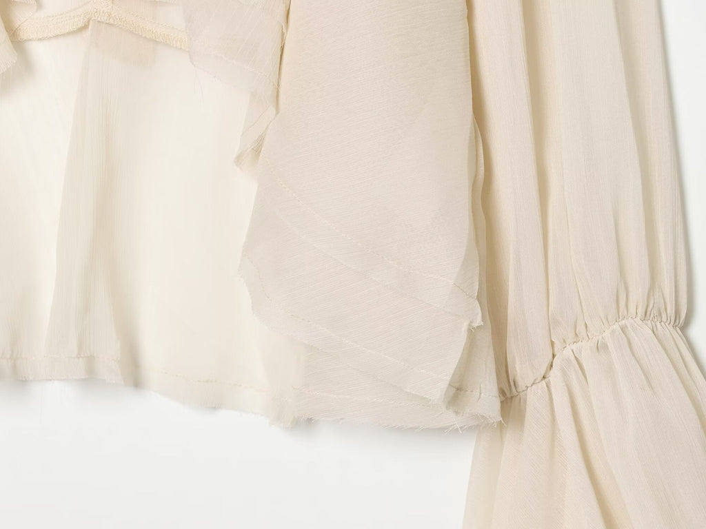 Women's layered decorative semi transparent top