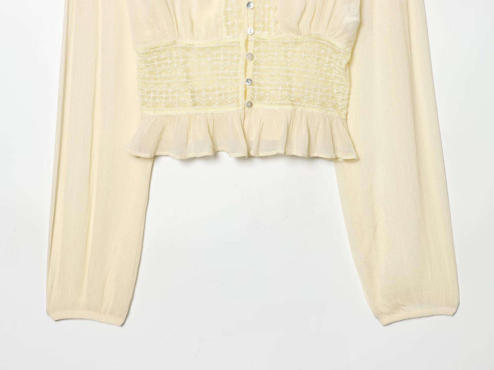 Women's slim V-neck lace chiffon shirt