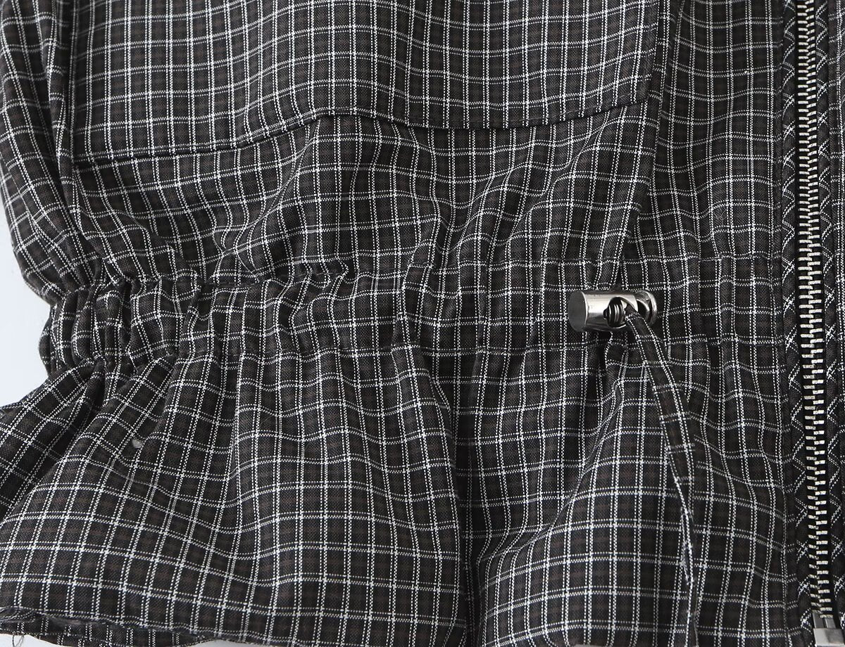Women's Plaid Stand Collar Cotton Jacket Coat