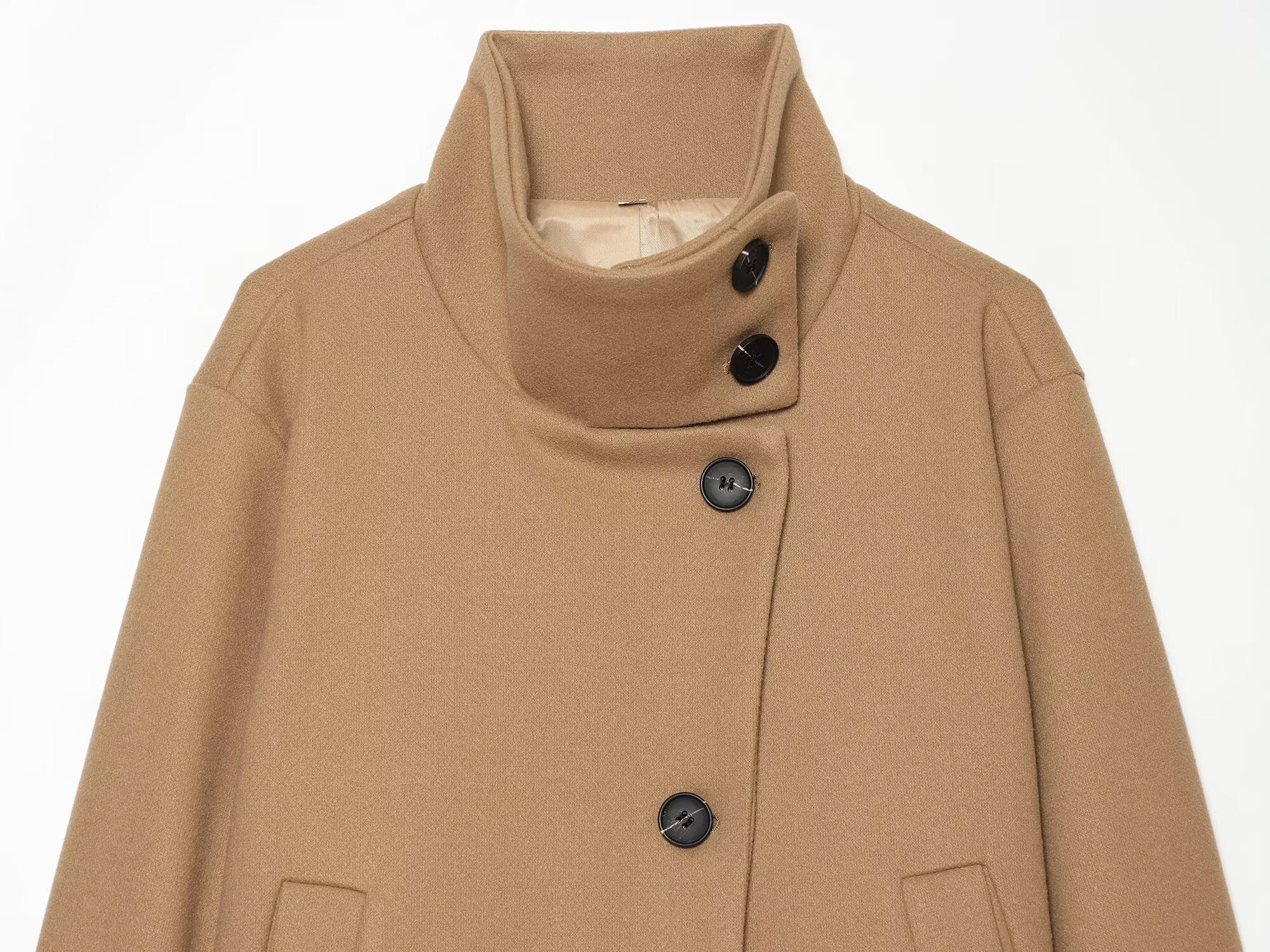 Women's standing collar short single breasted coat