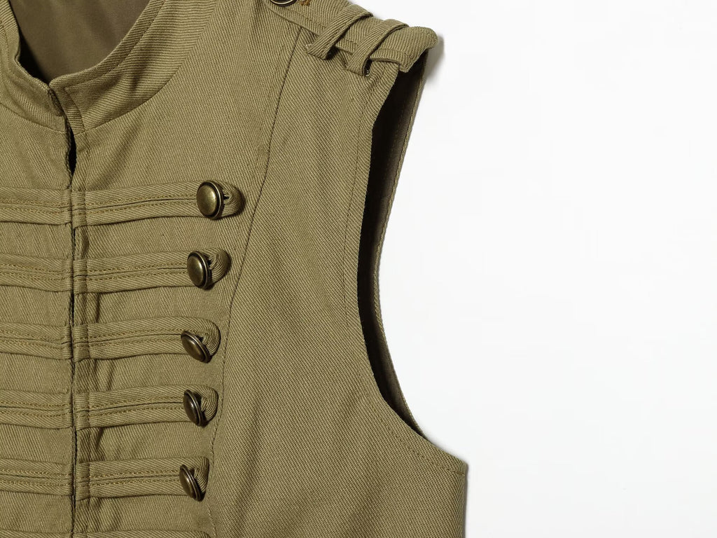 suit Women's 2 pieces button decoration short cotton vest+shorts