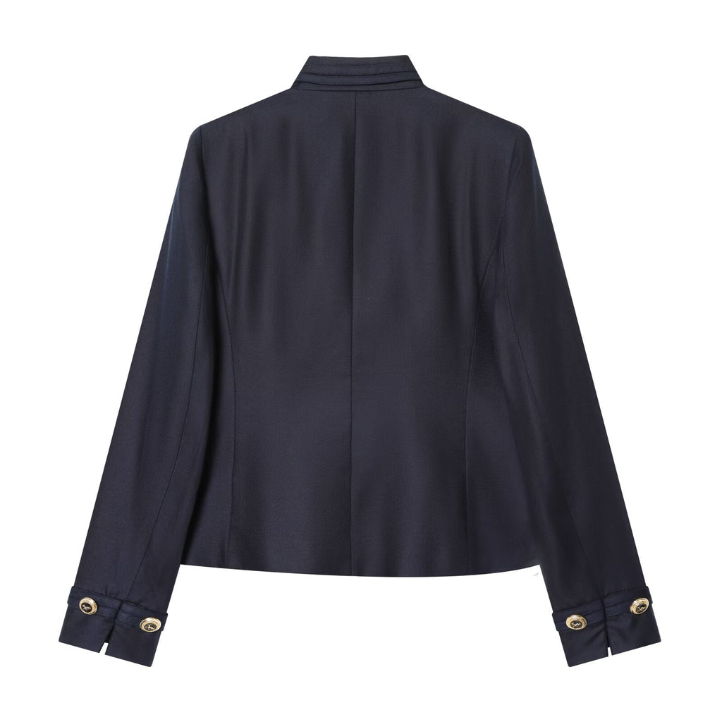 Women's gold button decoration slim Blazer Coat