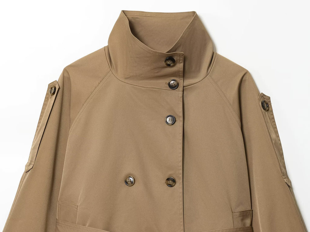 Women's double breasted lace up windbreaker Coat
