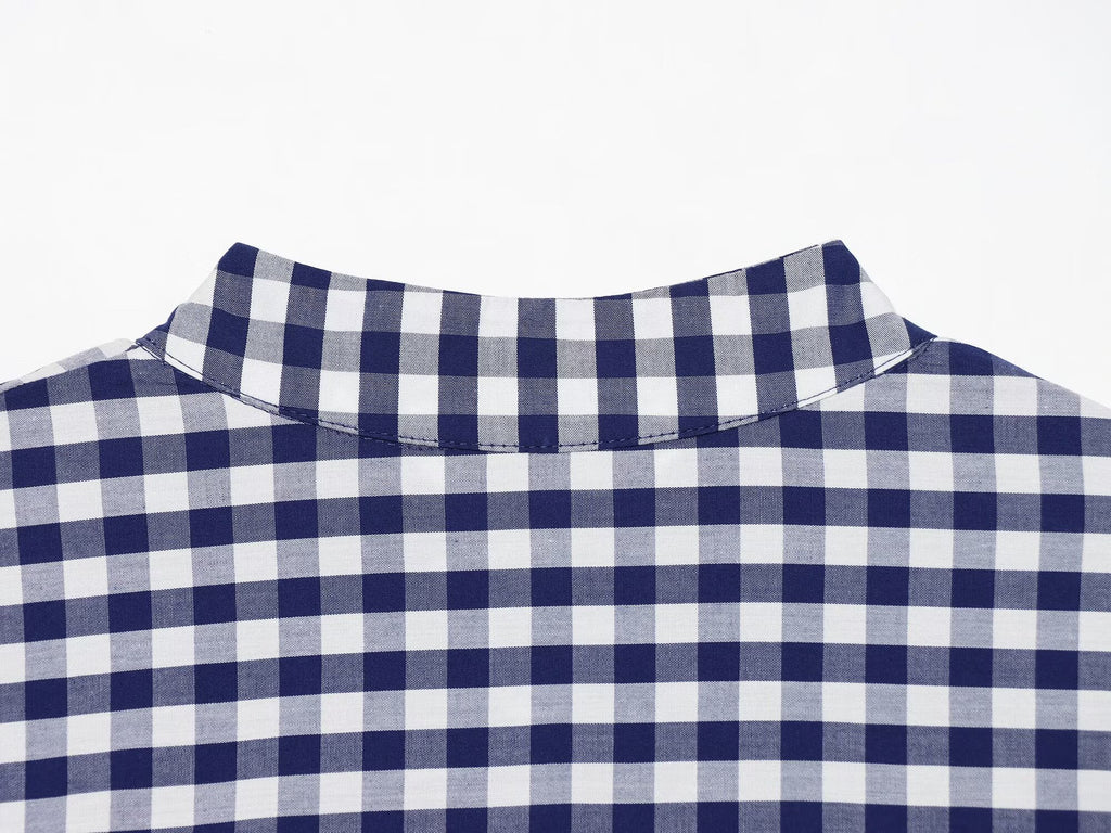 suit Women's 2 pieces plaid button up shirt+shorts