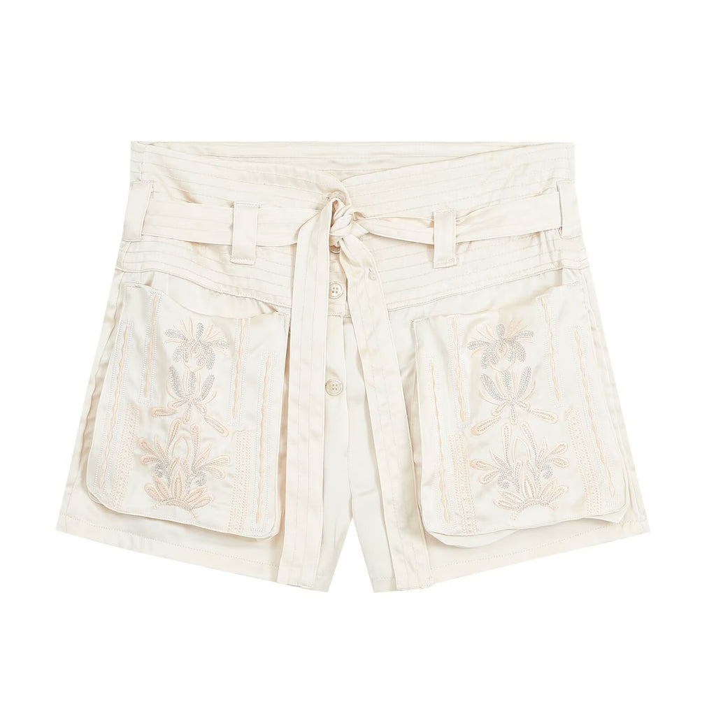 suit Women's 2 pieces embroidered vest style top+Shorts